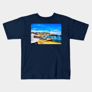 Mousehole Harbour Boat, Cornwall Kids T-Shirt